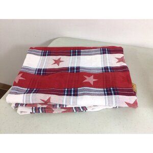Patriotic Red Plaid Tablecloth Cotton 48 X 62